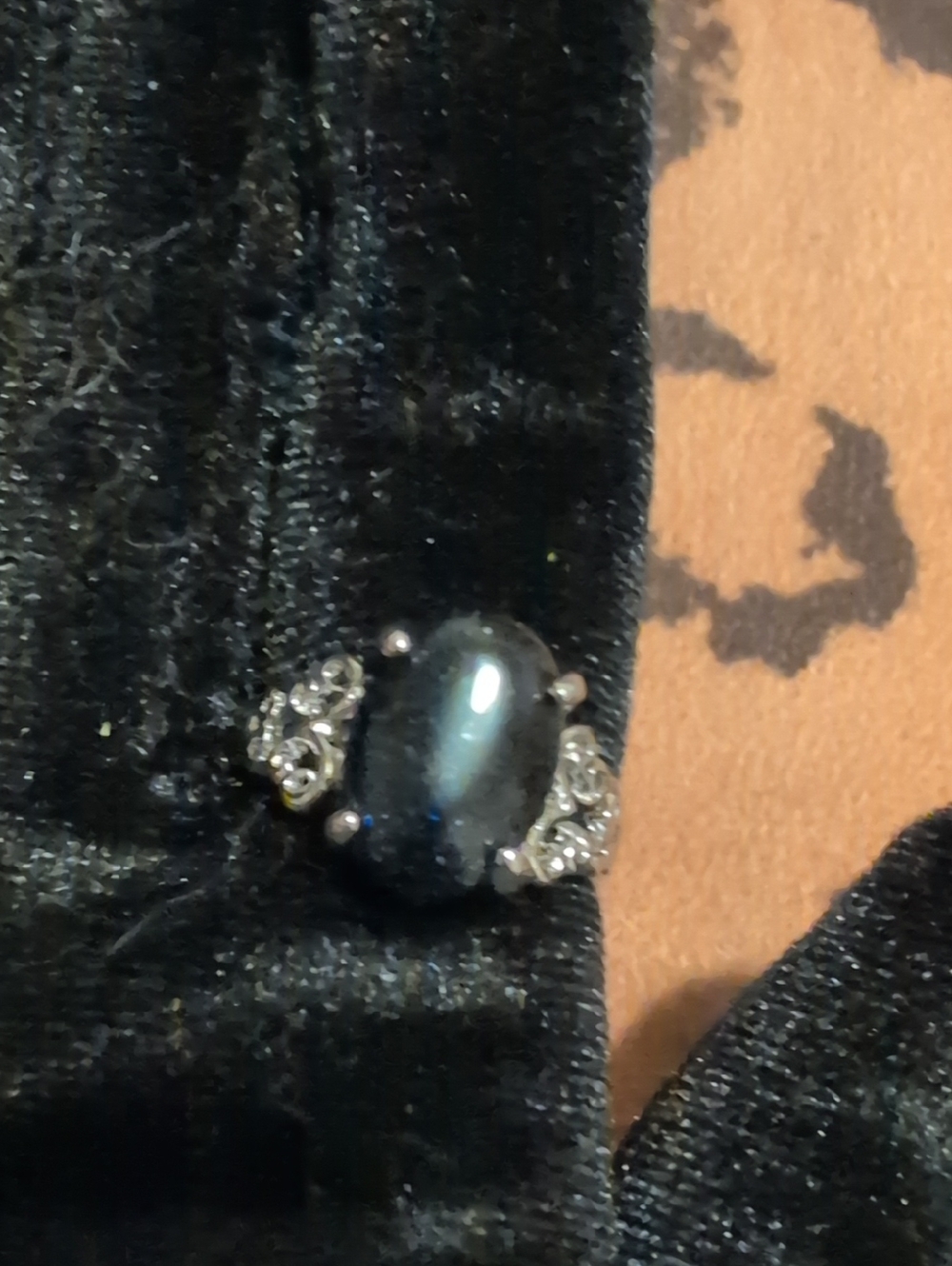 Black Cabochon Stone Cocktail Ring
